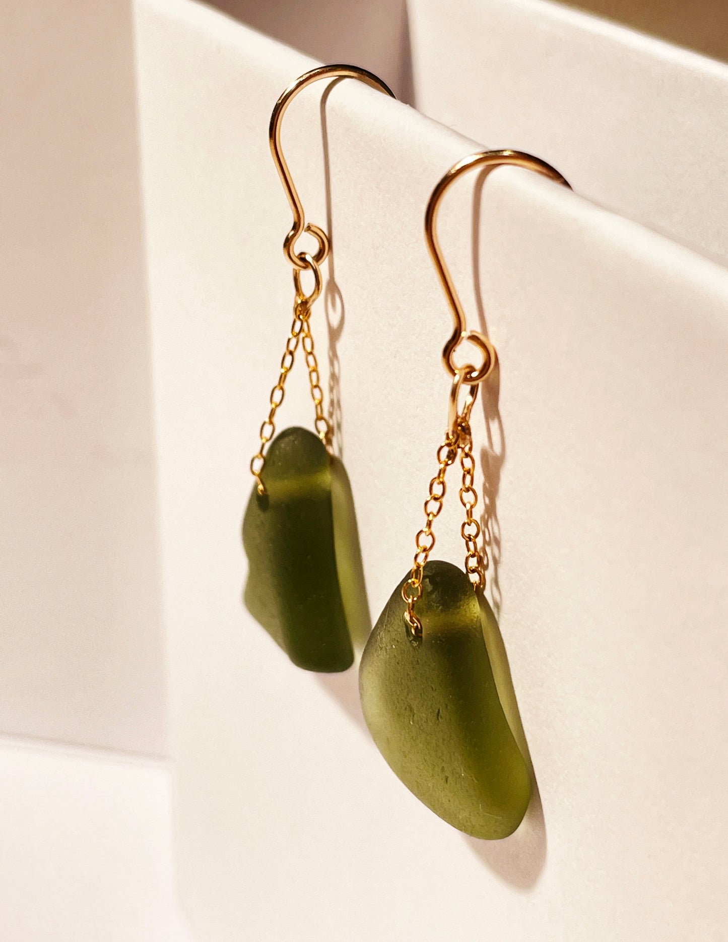 Green Sea-Glass Drop Earrings