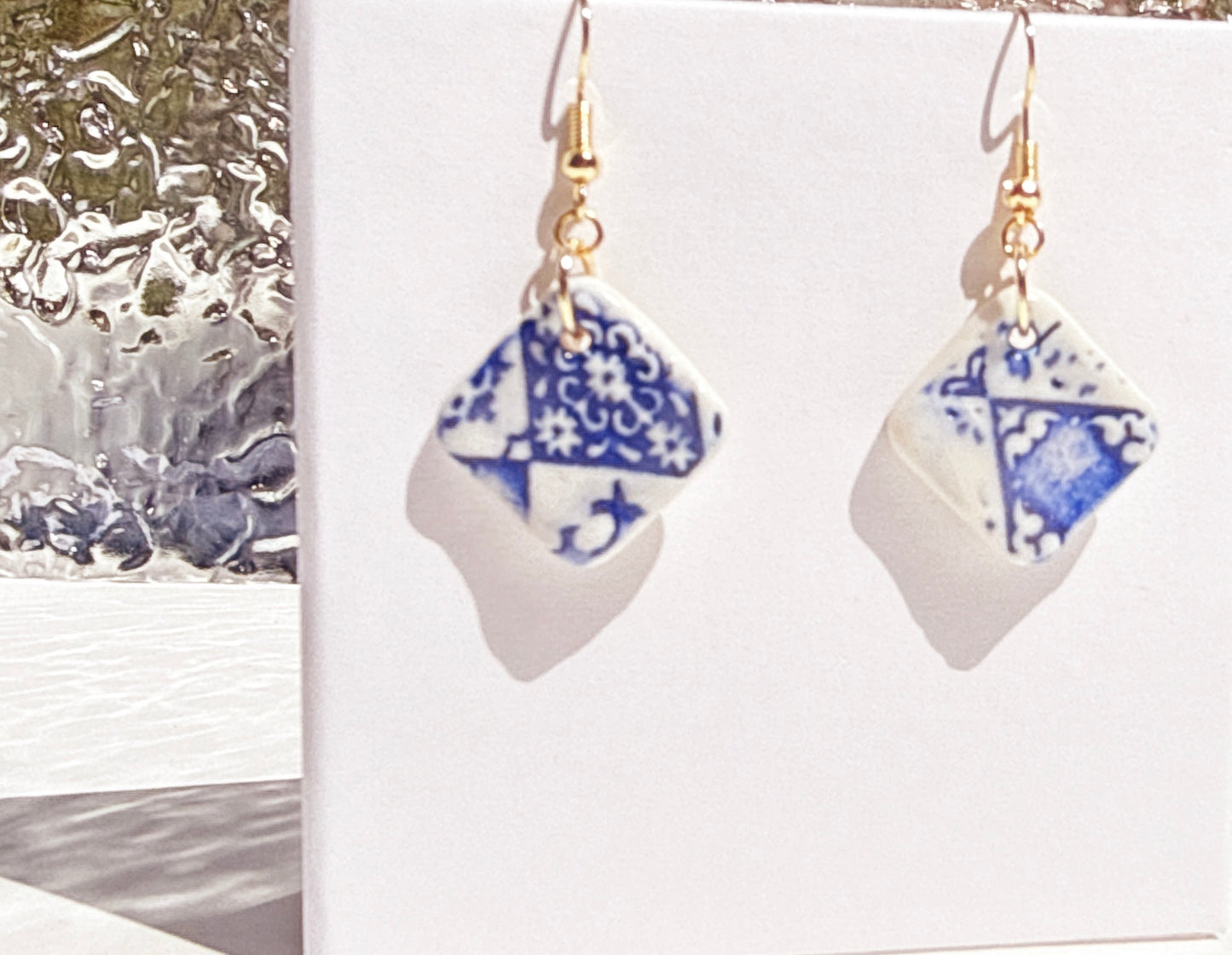 Blue and White Cobalt Bloom Earrings