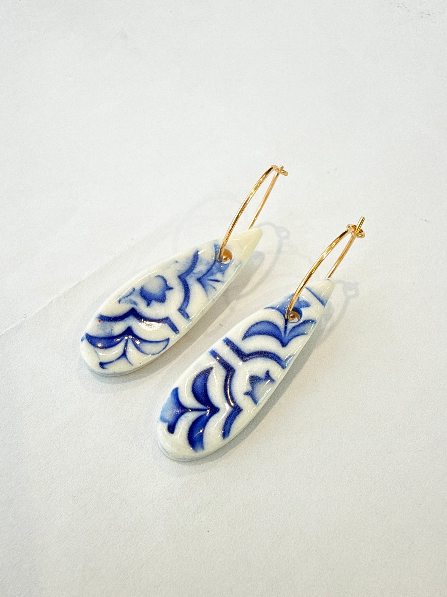 Blue and White Cobalt Mosaic Earrings