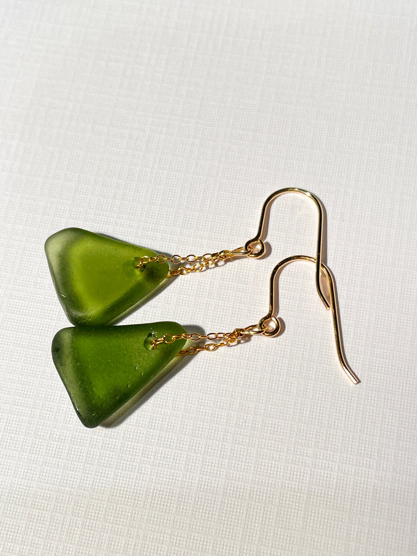 Green Sea-Glass Drop Earrings