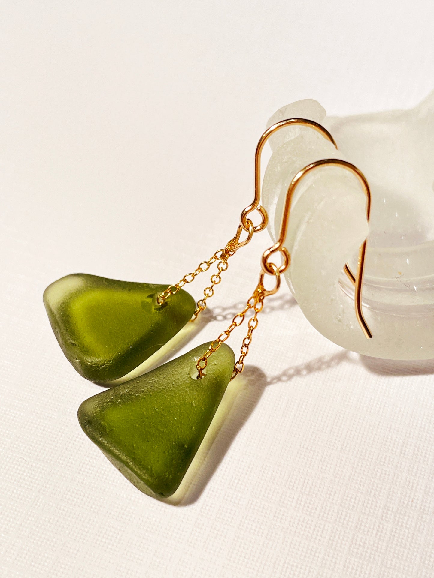 Green Sea-Glass Drop Earrings