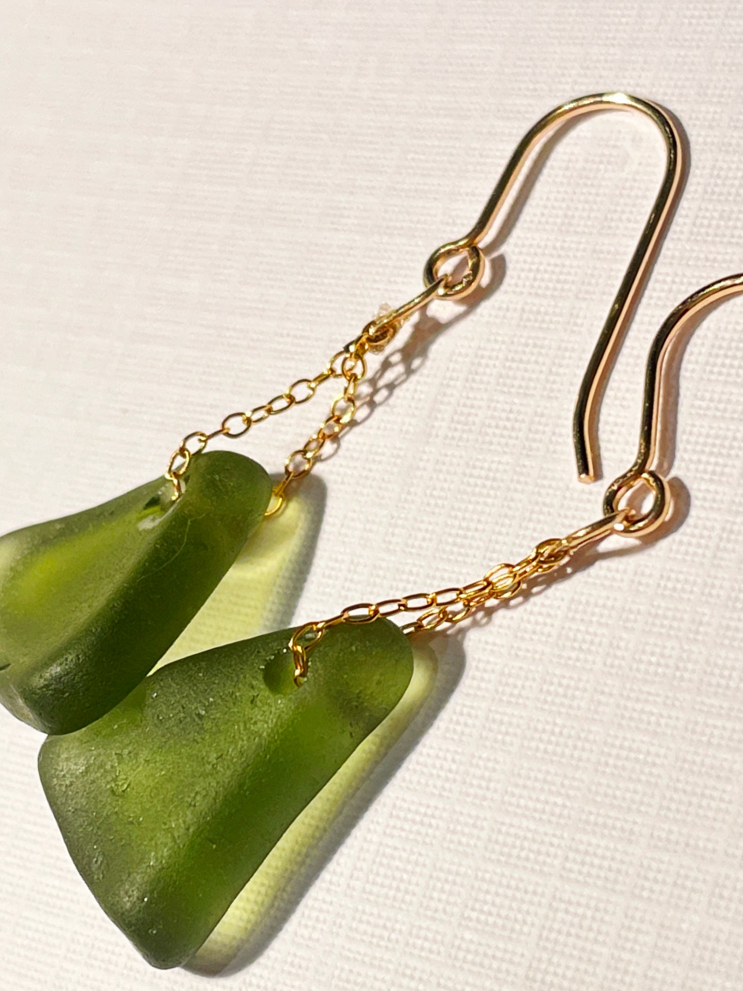 Green Sea-Glass Drop Earrings