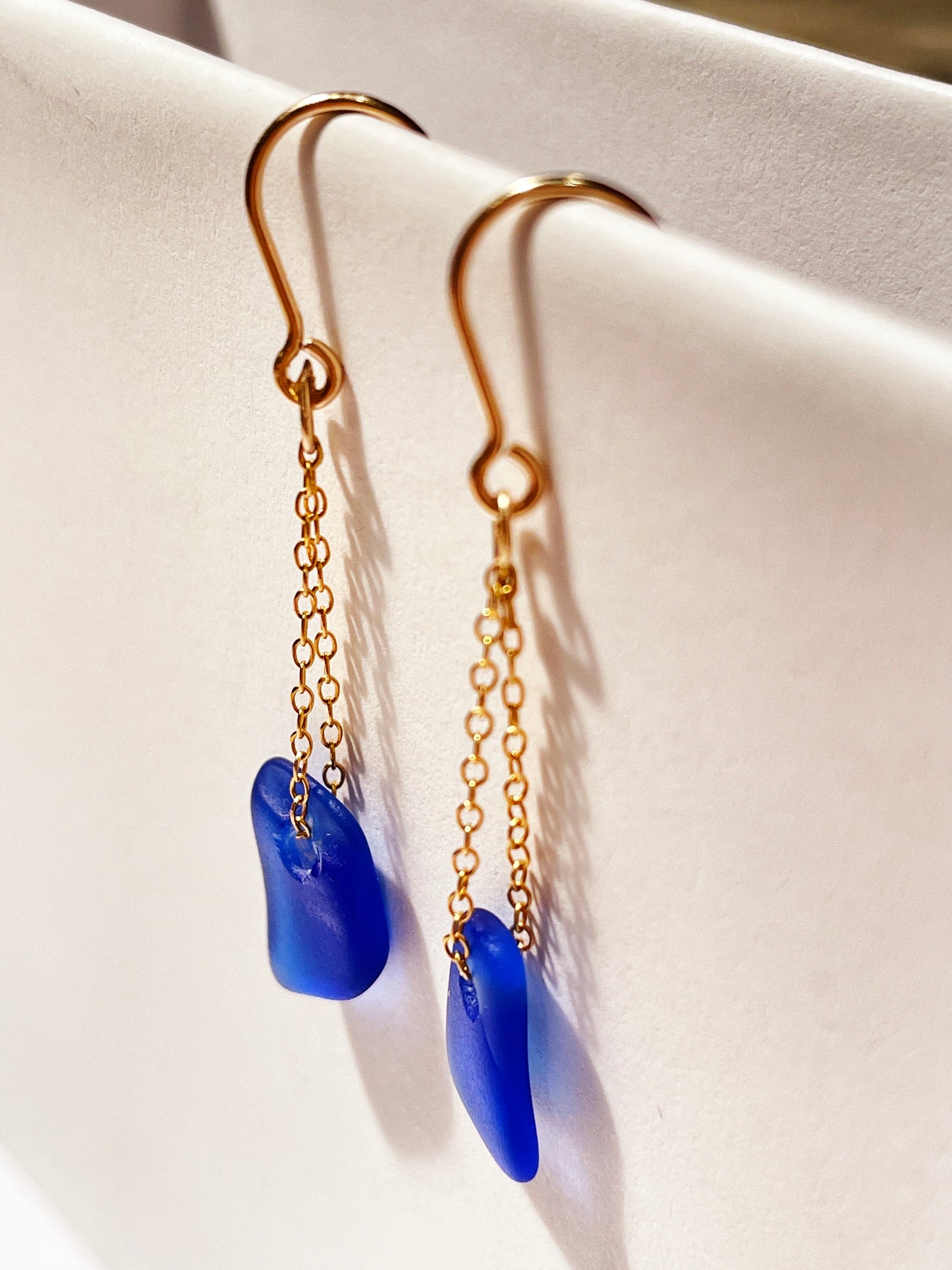 Blue Sea-Glass Drop Earrings