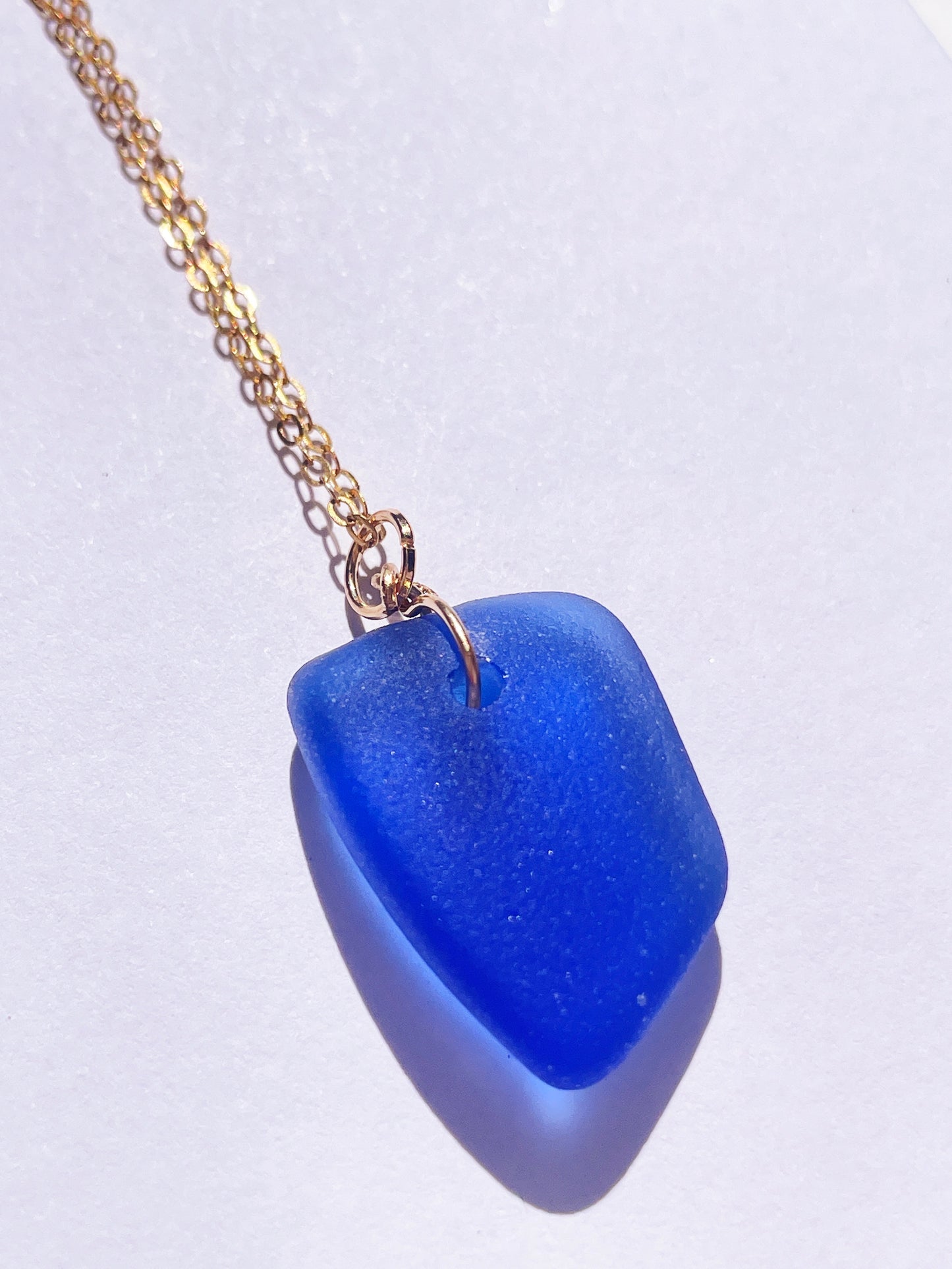 Dark Blue Sea-Glass Pendant Necklace
