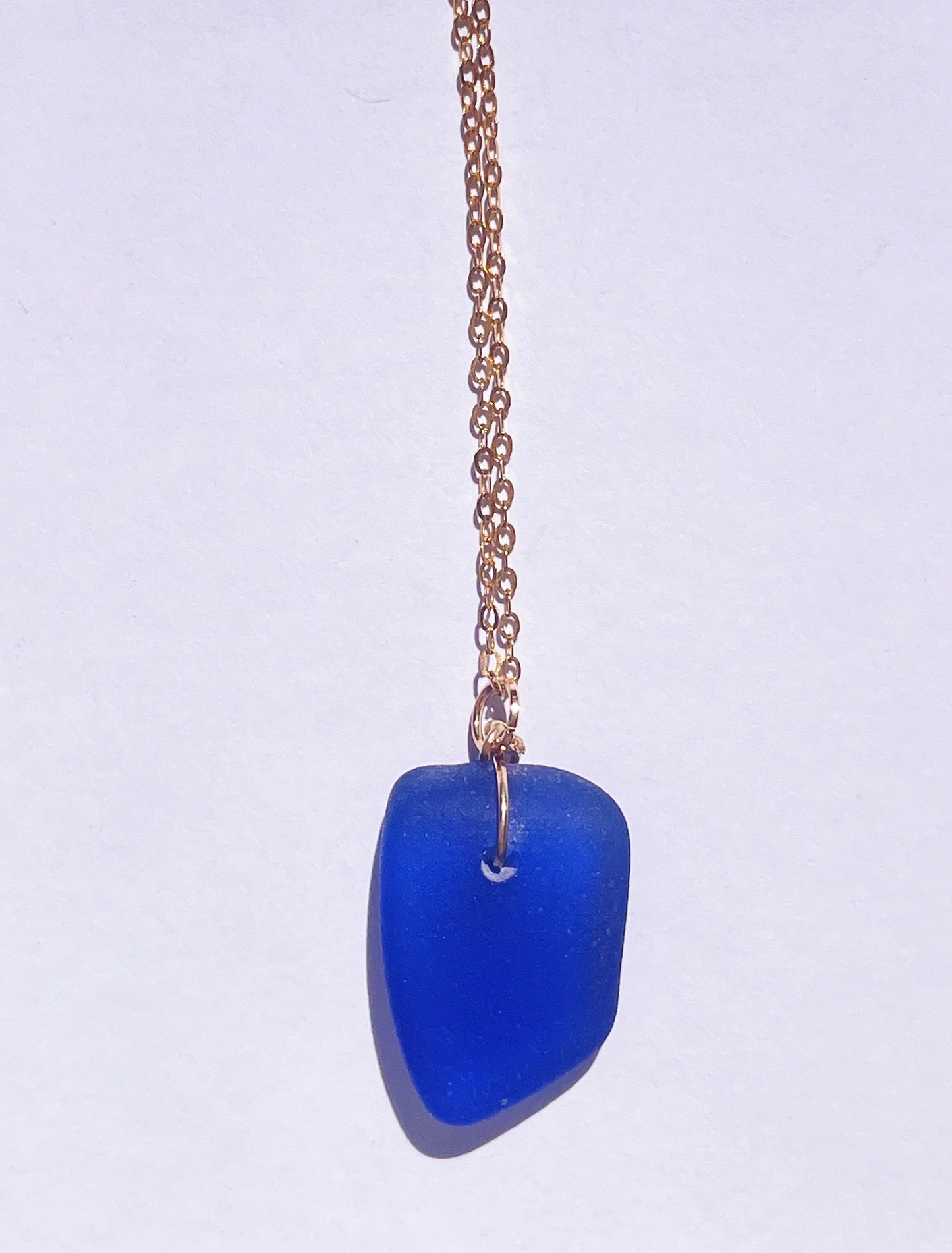 Dark Blue Sea-Glass Pendant Necklace