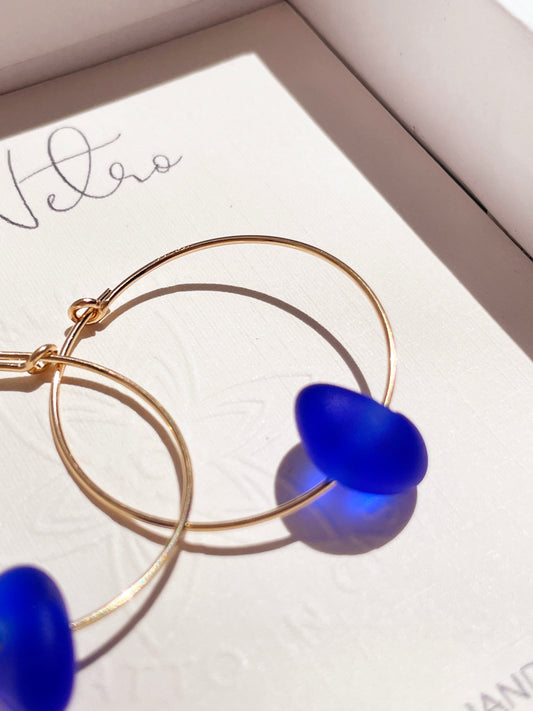 Cobalt Sea Glass Earrings