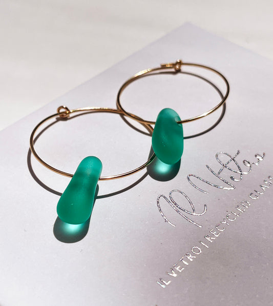 Teal Sea-Glass Earrings