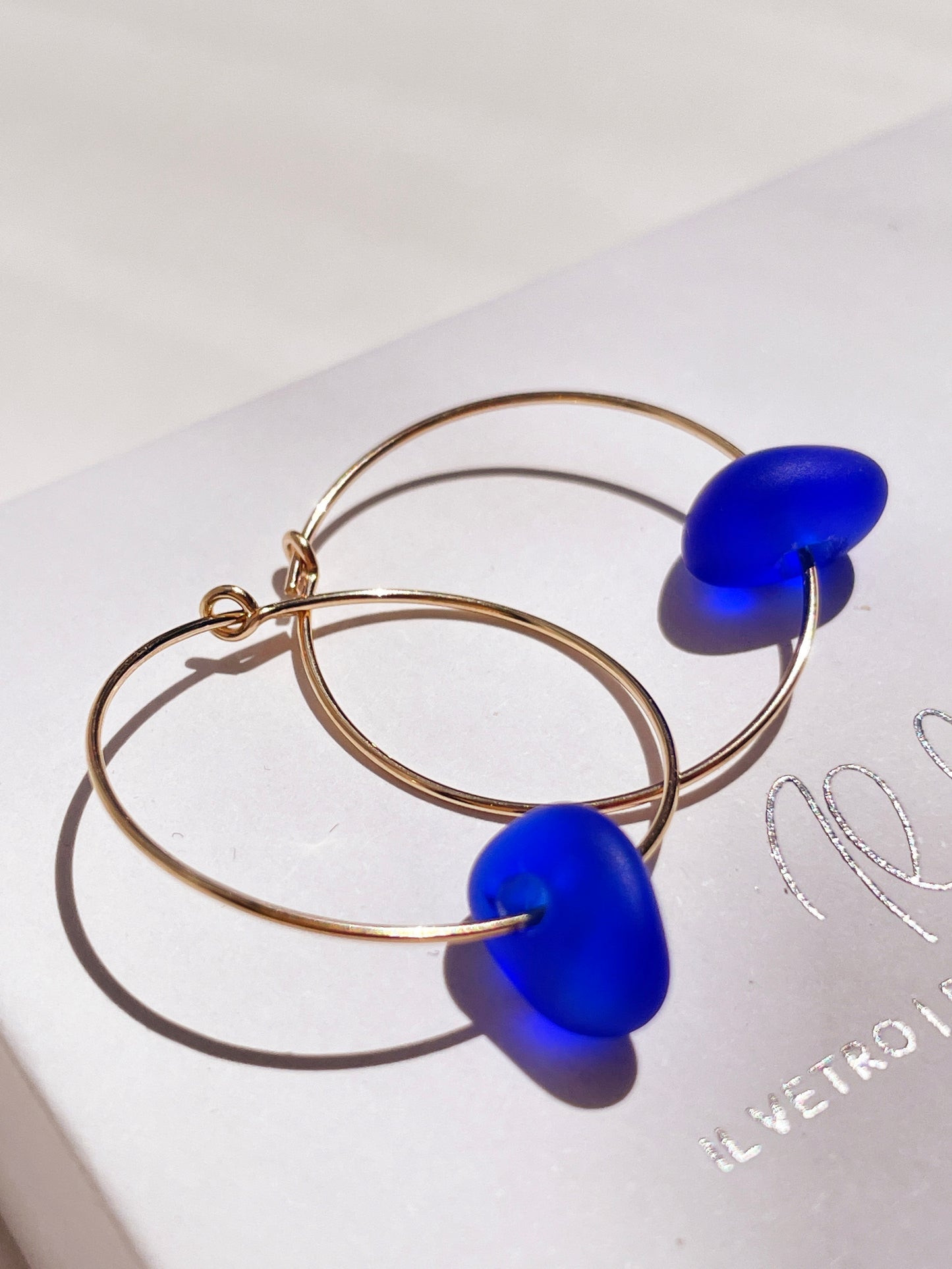 Cobalt Sea Glass Earrings
