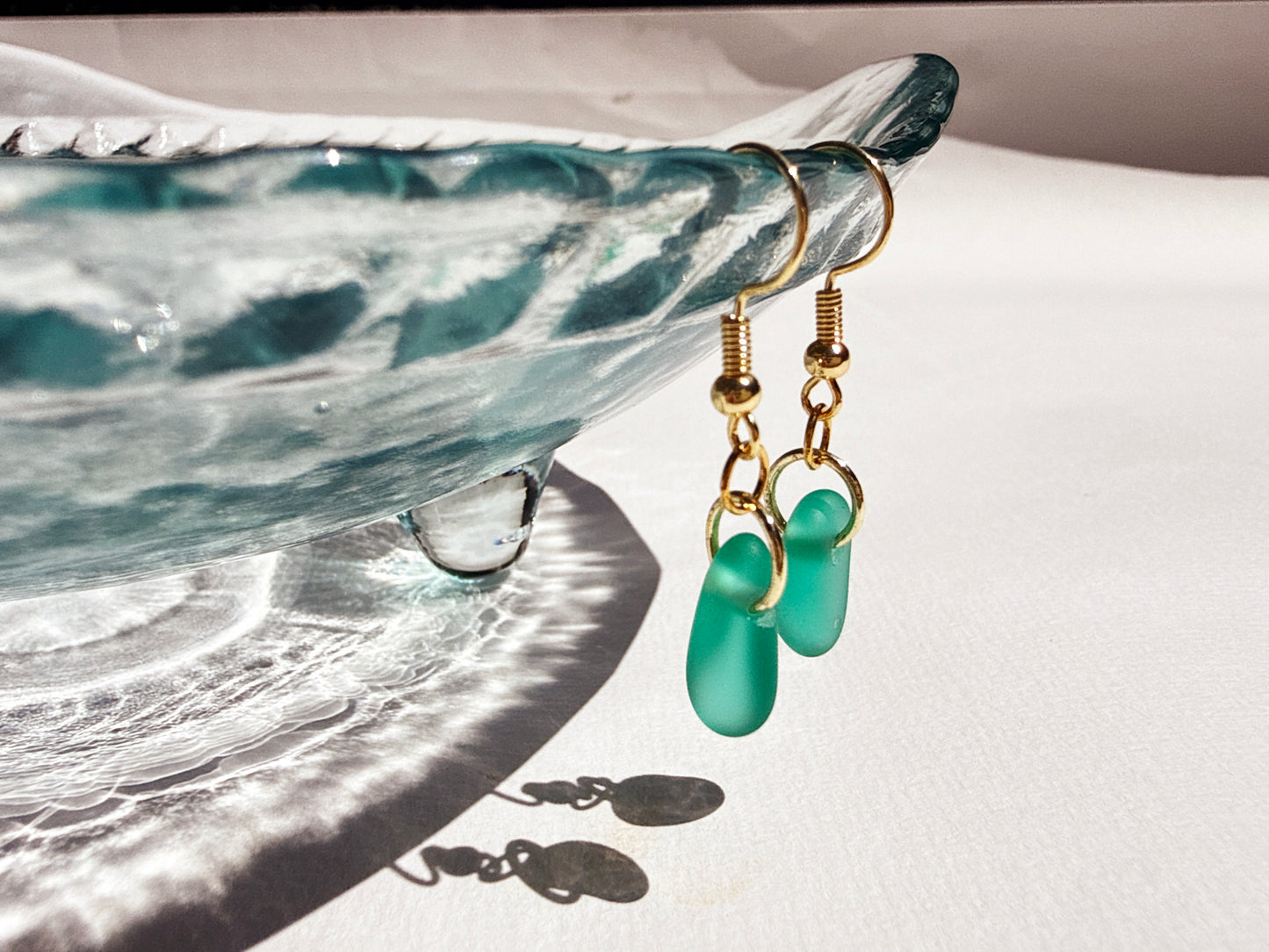 Teal Gold Earrings