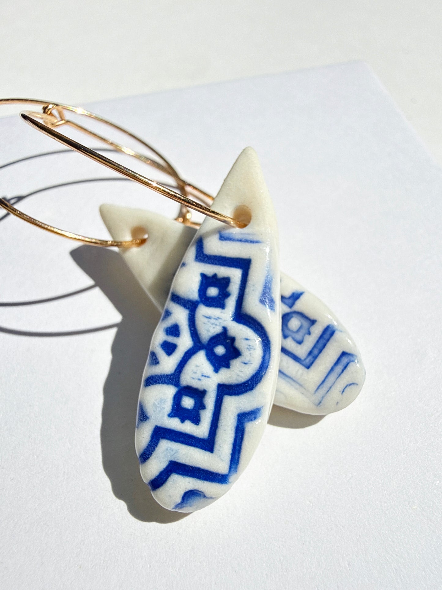 Blue and White Cobalt Drop Earrings