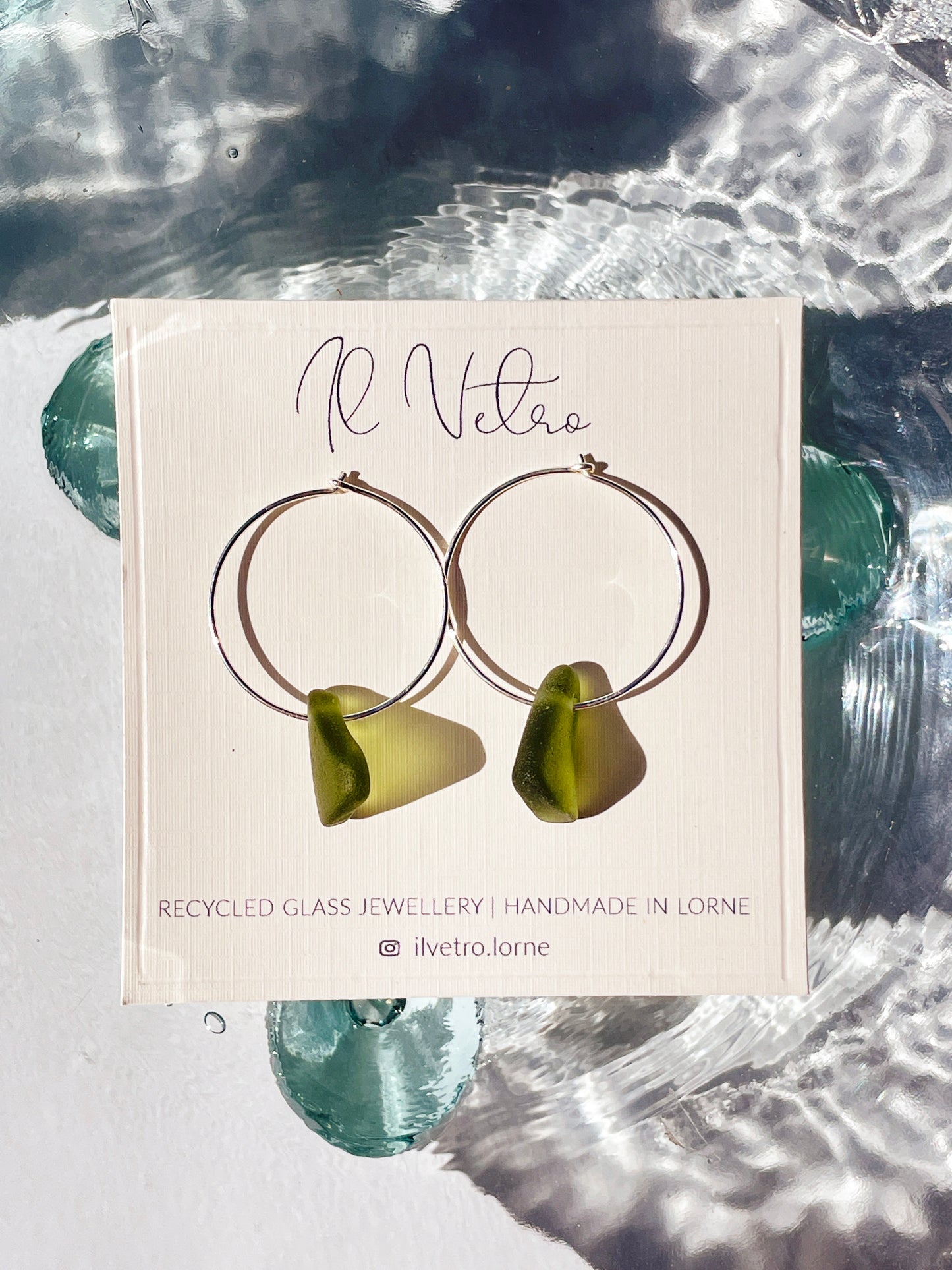 Jade Green Sea-Glass Hoop Earrings