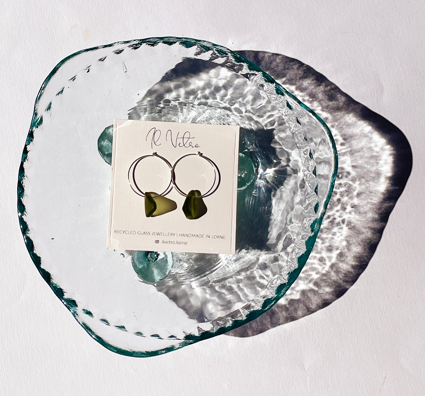 Jade Green Sea-Glass Hoop Earrings