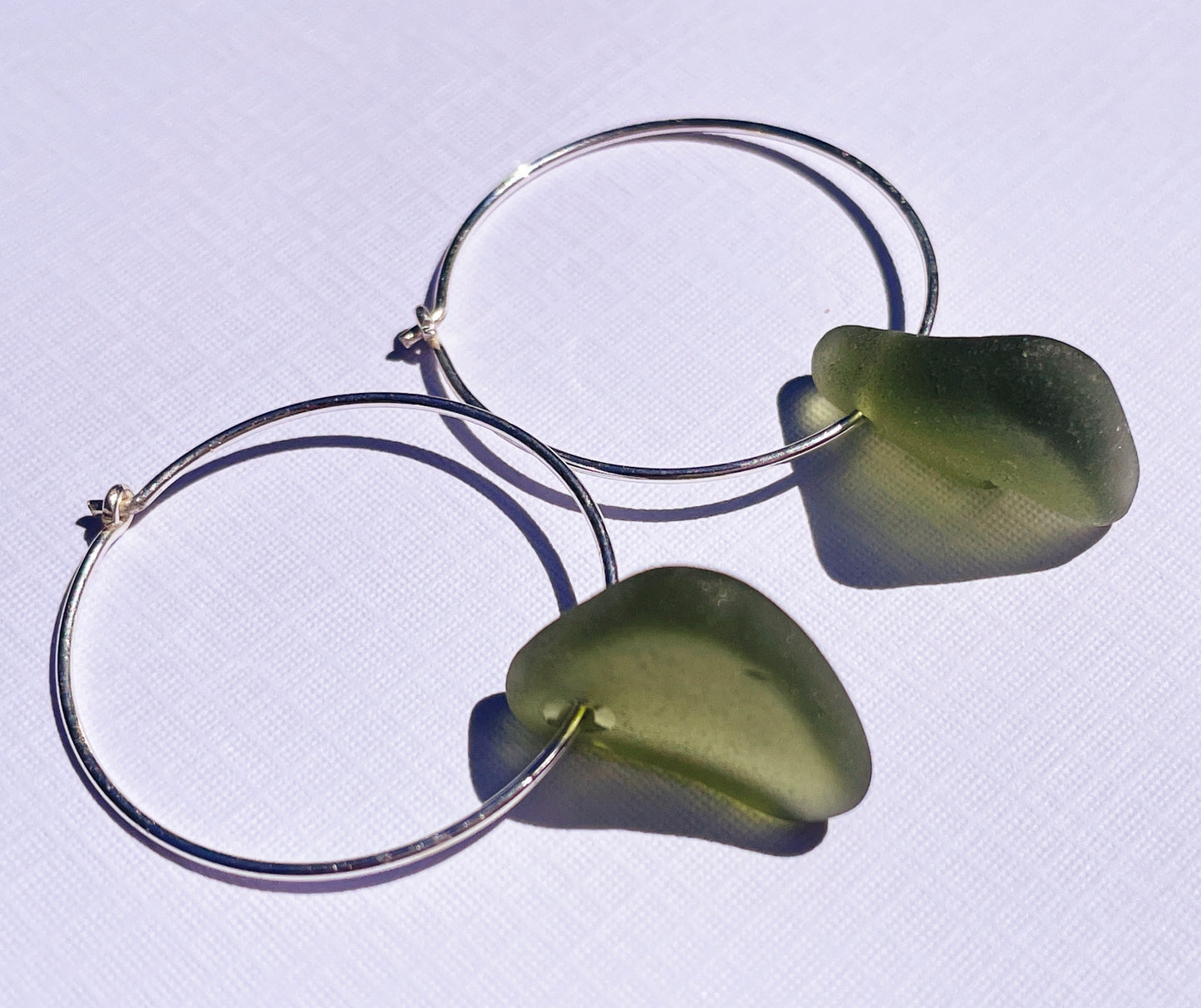 Jade Green Sea-Glass Hoop Earrings