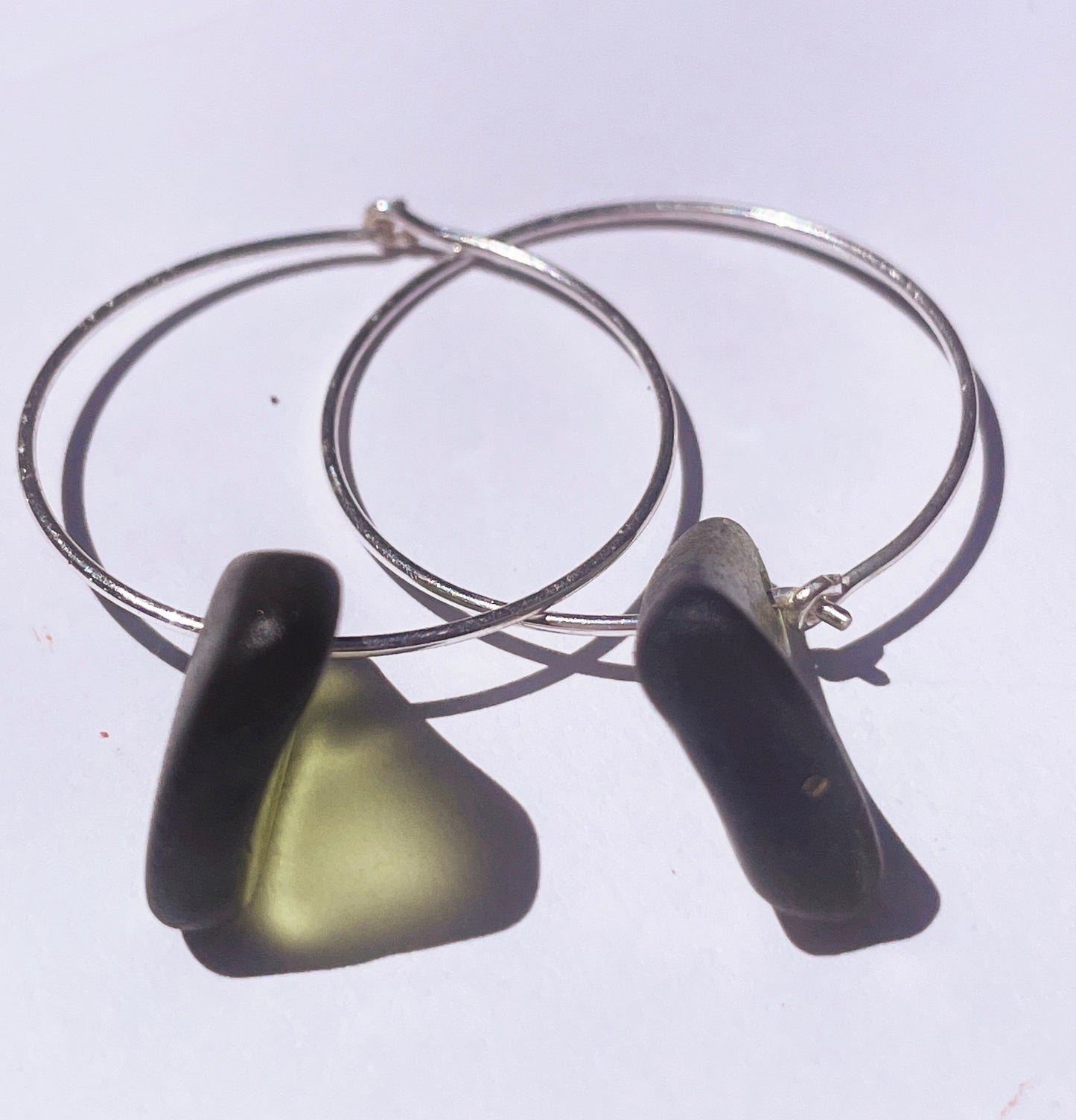 Jade Green Sea-Glass Hoop Earrings
