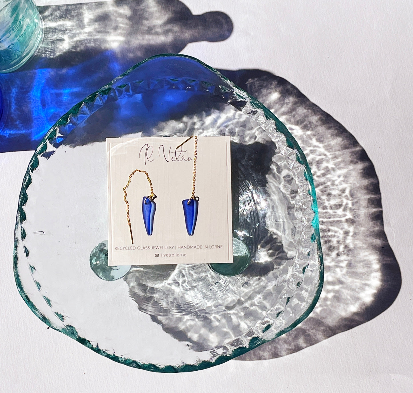 Cobalt Blue Sea-Glass Drop Earrings