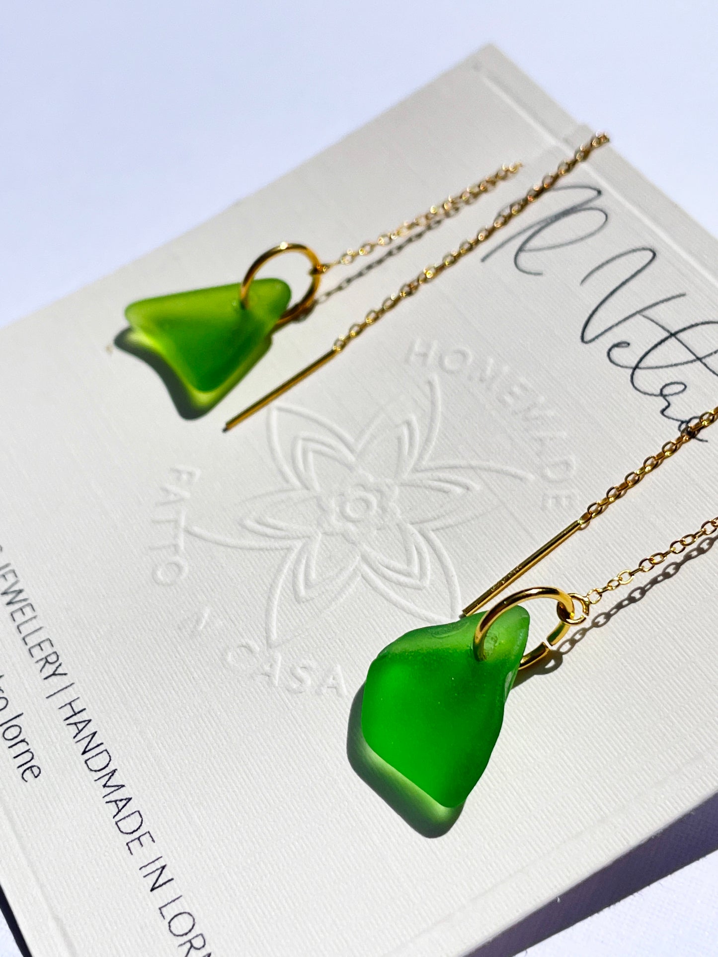Kelly Green Sea-Glass Drop Earrings
