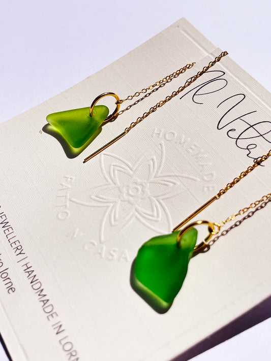 Kelly Green Sea-Glass Drop Earrings