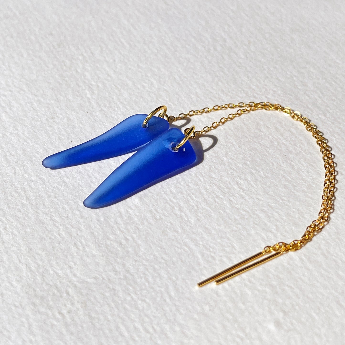 Cobalt Blue Sea-Glass Drop Earrings