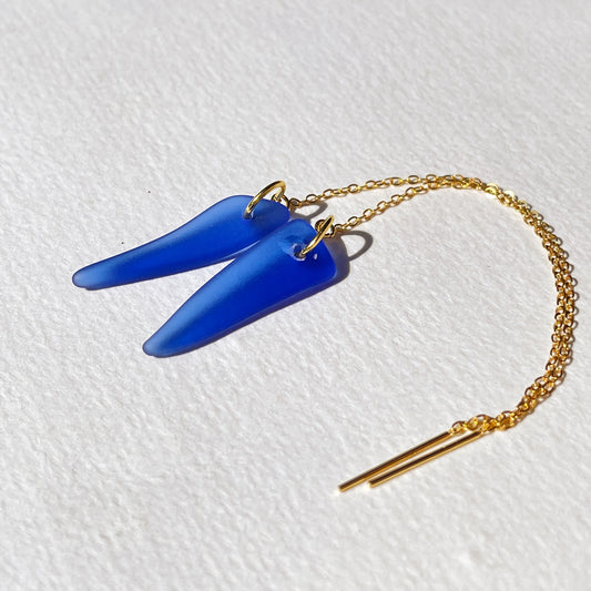 Cobalt Blue Sea-Glass Drop Earrings